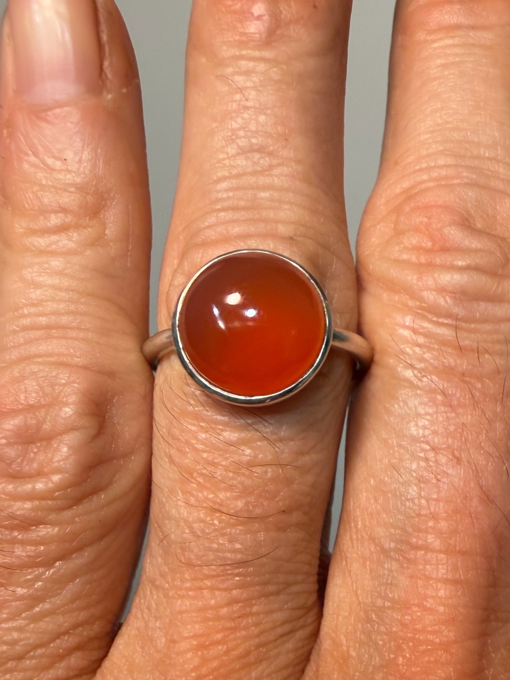 Vintage 925 Sterling Silver Orange Stone Ring Size 8.75